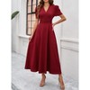 Long Formal Dresses for Women V-Neck Puff Short Sleeve A-Line Gowns Evening Party Cocktail Dress - 4 of 4