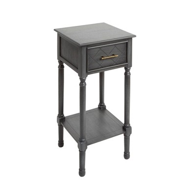 Square Accent Table with Shelf Gunmetal - Silverwood