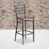 Emma and Oliver Clear Coated Ladder Back Metal Restaurant Dining Barstool - 2 of 4