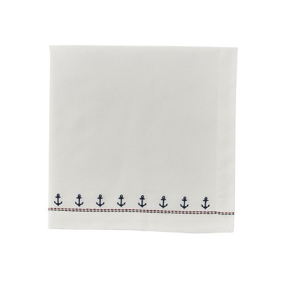 Split P Embroidered Anchor Napkin Set - White