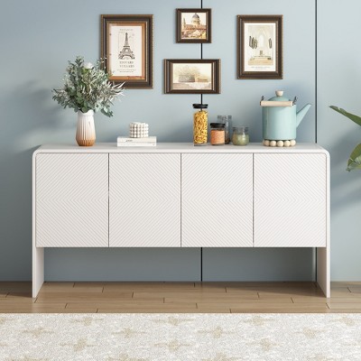 Whisen Minimalist Style Sideboard with 4-Doors and Rebound Device for Living Room, Entryway, Dining Room