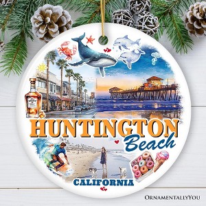 Huntington Beach Heritage Ornament, California Surf Culture Christmas Souvenir and Gift| OrnamentallyYou - 1 of 4