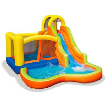Banzai Sun 'N Splash Fun 12' x 9' x 7' Kids Inflatable Outdoor Backyard Bounce House and Water Slide Splash Park Toy with Bouncer, Slide, and Pool