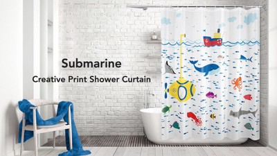 Multicolor Nautical Submarine and Sea Creatures Shower Curtain