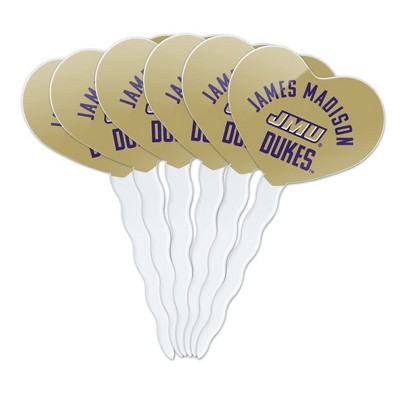 James Madison University Dukes Heart Love Cupcake Picks Toppers Decoration Set of 6