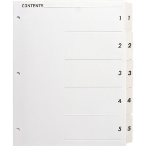 Business Source Index Dividers w/TOC Page 1-5 5 Tabs/ST 11"x8-1/2" White 05852 - 1 of 1