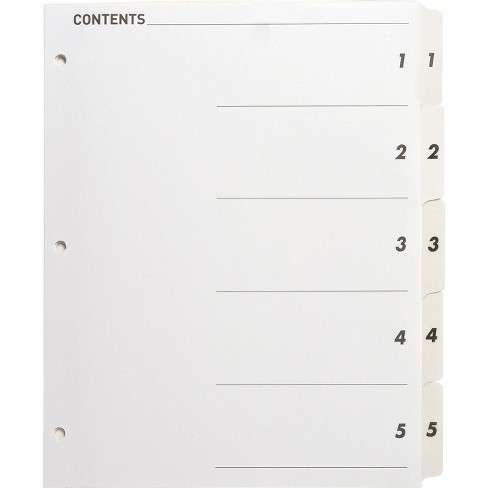 Business Source Index Dividers w/TOC Page 1-5 5 Tabs/ST 11"x8-1/2" White 05852 35255058520