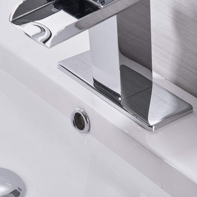 Polished Chrome Waterfall Single-Handle Bathroom Faucet with Pop-Up Drain