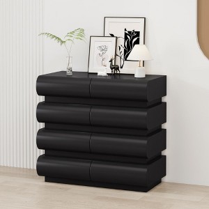 CAVINAS 6/8 Drawers Dresser for Bedroom,Modern Style Dresser with Free Handles for Kids Room,Living Room,Entry and Hallway,White/Black - 1 of 4