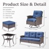 Buenhomino Patio Furniture Set Wicker Swivel Glider Chairs PE Rattan Sofa Ottomans with Blue Cushions Patio Conversation Set - 4 of 4