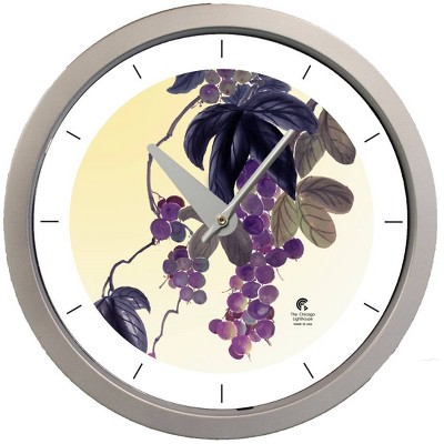 14.5" Artist Series Jackie Olenick Fruit of the Vine Decorative Clock Silver - The Chicago Lighthouse