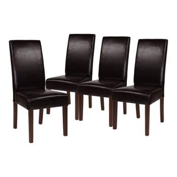 Merrick Lane Mid-Century Panel Back Parsons Accent Dining Chair - Set of 4