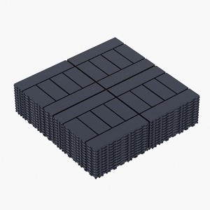 Chic Crate 44 Pack 12'' Interlocking Plastic Deck Tiles – Dark Gray, Waterproof - 1 of 4