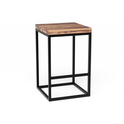 HomeRoots 25" Brown And Black Iron Backless Counter Height Bar Chair