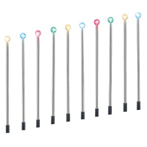 Collections Etc Solar Powered Multicolor Stainless Steel Path Light Stakes - Set of 10 - 1 of 2