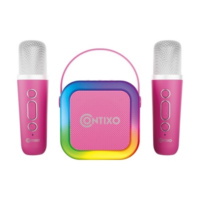 Mini Karaoke Machine with 2 Wireless Mics, LED Lights, Bluetooth ...