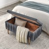 LOVMOR Elegant Upholstered Velvet Storage Bench with Cedar Wood Veneer - 2 of 4