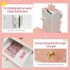 Costzon Kids Vanity Table and Chair Set, Wooden Makeup Table with Mirror, Stool & Drawer, Toddler Pretend Play Vanity Set (Princess Style) - 3 of 4