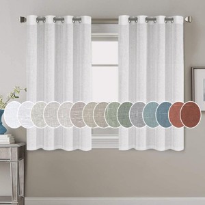 Living Room Linen Curtains Nickel Grommet Energy Saving Light Filtering Semi Sheer Curtain - 1 of 4