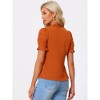INSPIRE CHIC Women's Bow Tie Collar Elegant Office Short Sleeve Blouse - 4 of 4