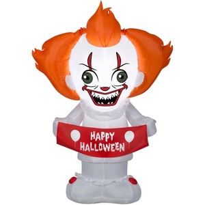Gemmy Airblown Inflatable Stylized Pennywise Warner Brothers, 4 ft Tall, Multicolored - 1 of 4