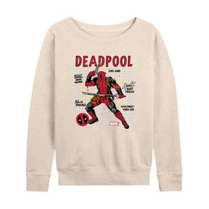 Women's - Marvel - Deadpool Blueprint Lightweight French Terry Wide Neck Long Sleeve Shirt - 1 of 4