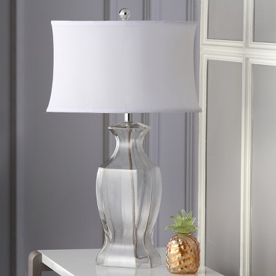 Wendy 28-inch Clear Glass Table Lamp Set with White Shades