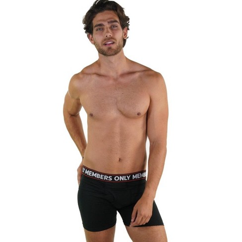 Members Only Men's 3 Pack Poly Spandex Athletic Boxer Brief -  Black/White/Grey L