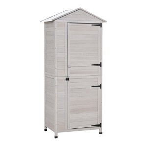 Aghana Digitals 4-Tier Fir Wood Garden Storage Cabinet with Lockable Door, Sloped Tin Roof & Handle - 1 of 4
