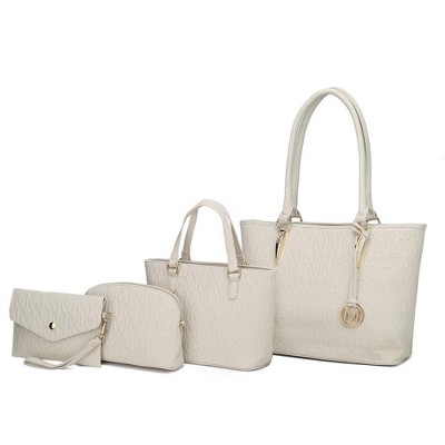 MKF Collection Edelyn Embossed M Signature Vegan Leather Women’s Tote Bag by Mia K – 4 Pcs set