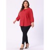 Agnes Orinda Women's Plus Size Stylish Tie Neck 3/4 Ruffle Sleeves Work Office Blouses - 3 of 4