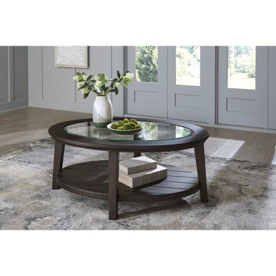 Signature Design by Ashley Celamar Oval Coffee Table, Dark Brown