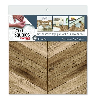 Photo 1 of ConTact DecoSquares 6pk Adhesive Tiles - Herringbone Wood  6 bag of 6 pieces
12 in x 12 in 