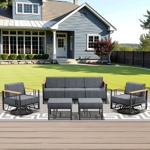 Outdoor Swivel Rocker Patio Chairs High Back Wicker Patio Furniture - 1 of 4