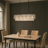ALOADECOR 5-Light 39'' Matte Black Rectangle Elegant Ribbed Glass Chandelier Vintage Art Glass Pendant Light For Dining Room Ktichen Island - 2 of 4