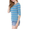 INSPIRE CHIC Women's Elbow Sleeves Boat Slim Fit Casual Stripe Animal Print Multi Floral Pattern T-Shirt - 4 of 4