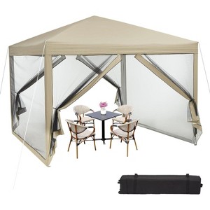 10x10ft Easy Pop-Up Canopy, Outdoor Screen Tent with Mosquito Netting, 2 Zipper Doors, and Roller Bag for Yard Camping Picnic Party Events - 1 of 4