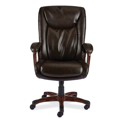 Darnick Executive Swivel Office Chair with Fixed Arms in Brown Leather