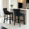 Counter Height Bar Stools Set of 2, 27" Velvet Bar Stools with Button Back and Nailhead Trim, Upholstered Bar Stool with Wooden Legs - Leovsnove - 3 of 4