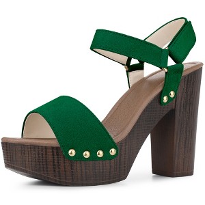 Perphy Women's Round Toe Platform Slingback Chunky Heel Sandals - 1 of 3