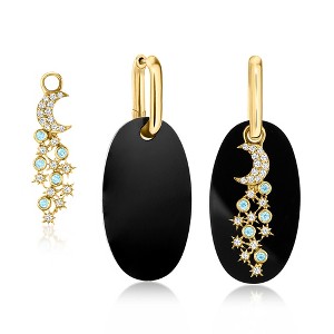 Ross-Simons Onyx and 1.00 ct. t.w. Swiss Blue and White Topaz Jewelry Set: Interchangeable Drop Earrings in 18kt Gold Over Sterling - 1 of 4
