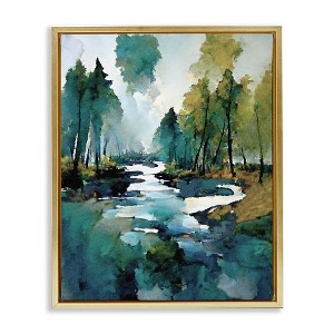 Stupell Industries Woodland Creek Painting Black Framed Floater Canvas Wall Art - 1 of 4