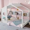 TIRAMISUBEST Twin/Full Size Floor House Bed for Toddler, Kids Montessori Bed with Storage Shelf, Playhouse Bed with Roof Design - 3 of 4