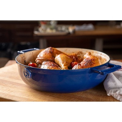 Classic Blue Enameled Cast Iron 4.5qt Braiser with Stainless Steel Lid