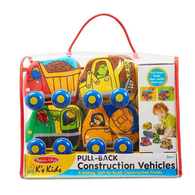 Melissa &#38; Doug Pull-Back Construction Vehicles - Soft Baby Toy Play Set of 4 Vehicles, 4 of 13
