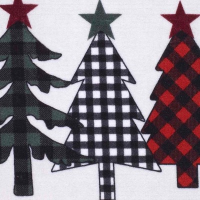 Holiday Plaid Christmas Tree Cotton Bath Rug with Non-Slip Backing