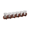 Set of 6 Pillar Candle Holders with Glass Hurricane Shades - Handmade Mango Wood Glam Taper Candle Stand for Home, Office, Living Room - 5" Brown - 3 of 4