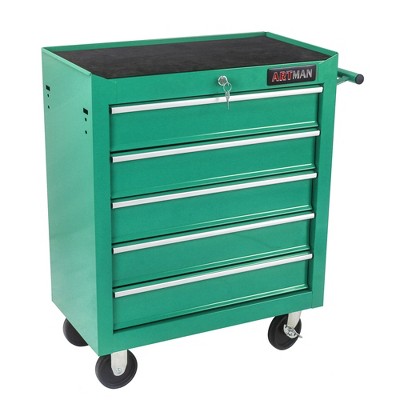 VYNXARIA 5-Drawer Tool Chest with Locking System - Rolling Storage Cabinet on Wheels for Garage,Durable & Stylish,Green