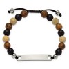 Chisel Stainless Steel Polished Camphor, Tigerwood and Onyx Beaded Black Nylon Adjustable ID Bracelet 6.75" to 8.5" - 3 of 4