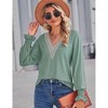 Womens Long Sleeve V Neck Blouse with Lace Detail and Ruffled Sleeves Tunic Style - 3 of 4